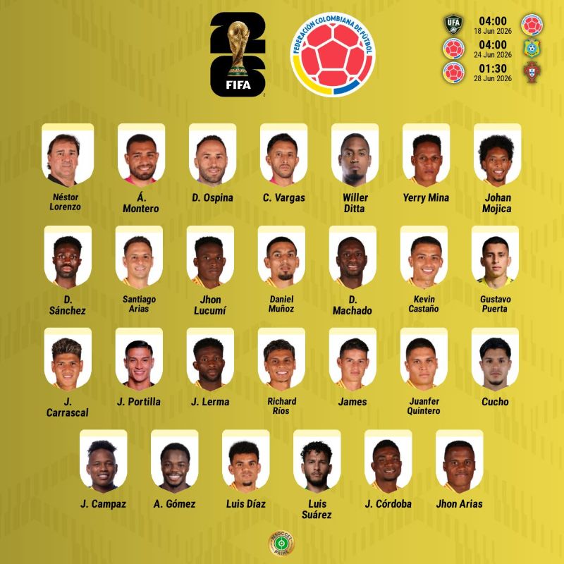Convocatoria oficial Colombia Mundial 2026